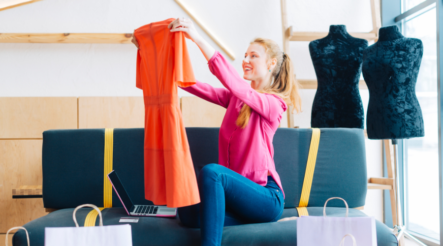Women looking at her dress